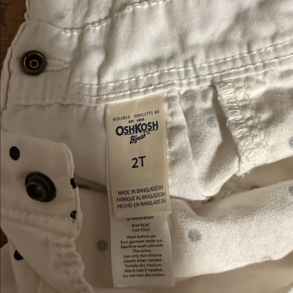 OshKosh White Polka Dot Shorts Overalls
